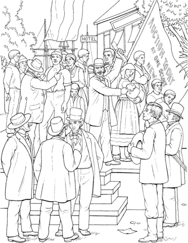 Young Abraham Lincoln On A Slave Market Coloring Page